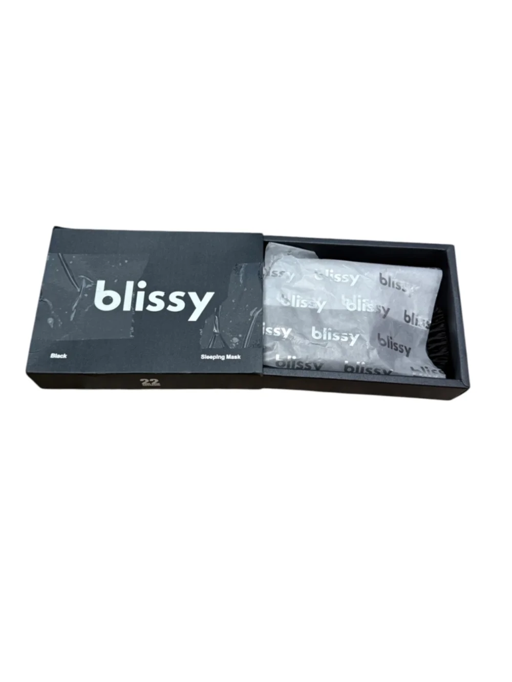 Blissy Black 100% Mulberry Silk Sleep Mask 22 Momme With Box